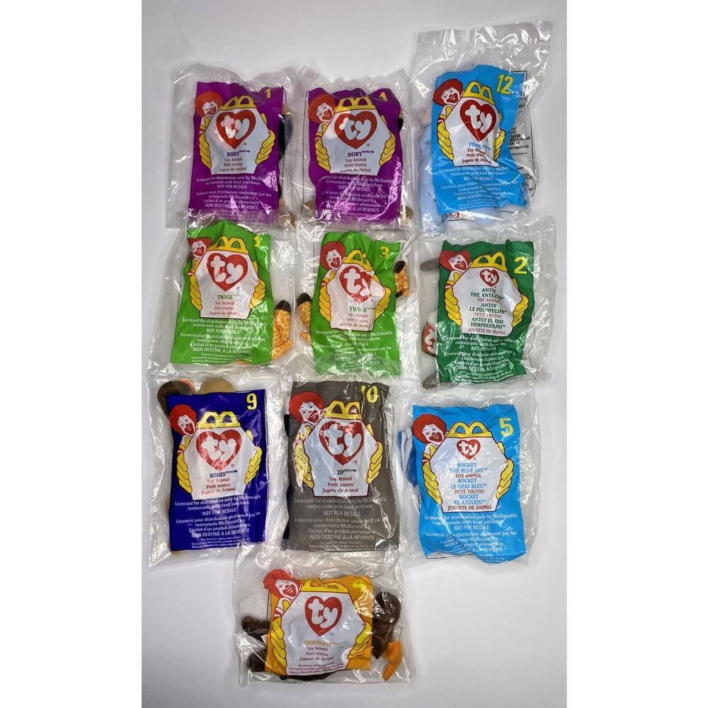 Vintage Ty McDonalds Happy Meal Beanie Babies Lot Of 10 Sealed Bags #11/BB20